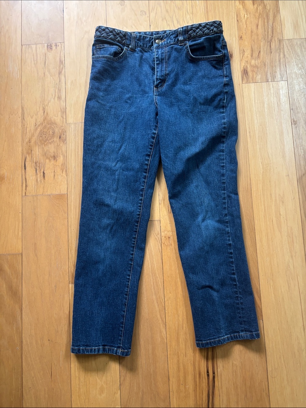 Lauren Jeans Co. braided waist dark blue  jeans size 6 petite